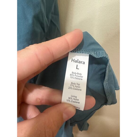 Halara NWT Sz L Breezeful Flowy Midi Dress Blue High Low Strappy - Picture 4 of 5